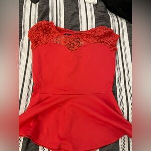 Red lace heart shape blouse